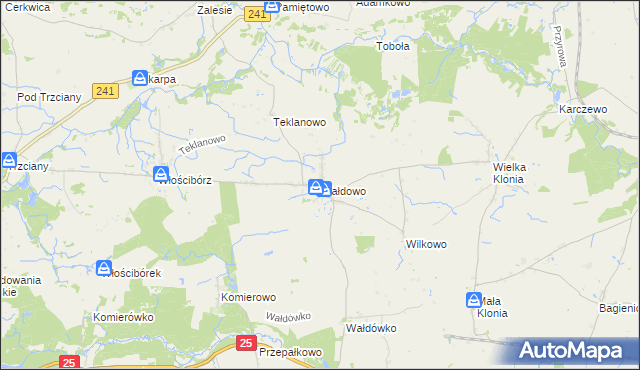 mapa Wałdowo gmina Sępólno Krajeńskie, Wałdowo gmina Sępólno Krajeńskie na mapie Targeo