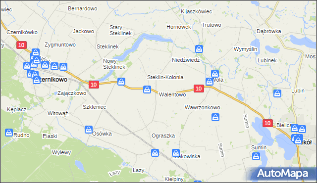 mapa Walentowo gmina Kikół, Walentowo gmina Kikół na mapie Targeo