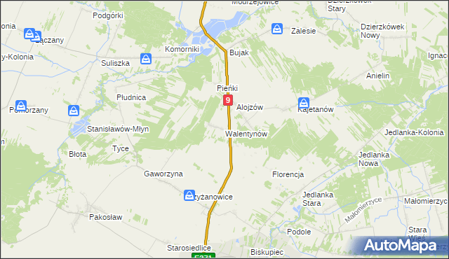 mapa Walentynów gmina Iłża, Walentynów gmina Iłża na mapie Targeo