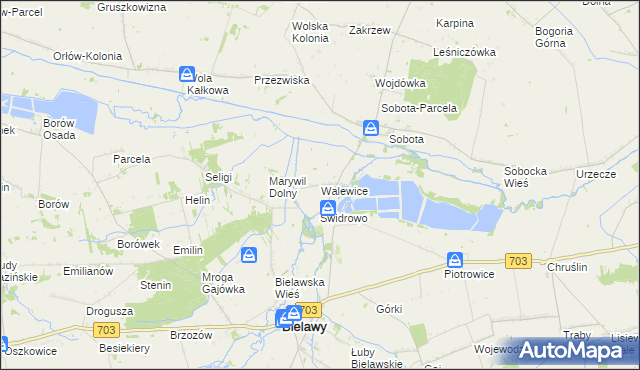 mapa Walewice gmina Bielawy, Walewice gmina Bielawy na mapie Targeo