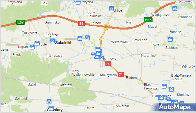 mapa Walichnowy, Walichnowy na mapie Targeo
