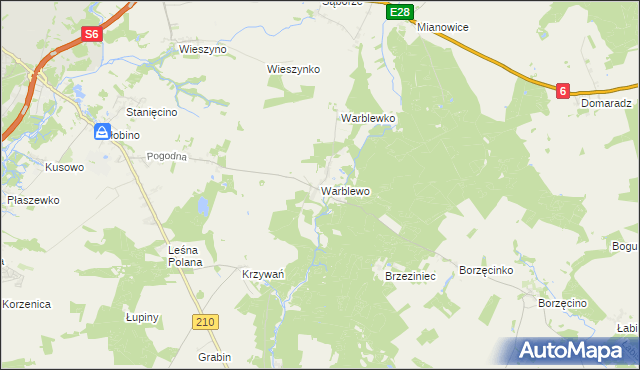 mapa Warblewo gmina Słupsk, Warblewo gmina Słupsk na mapie Targeo