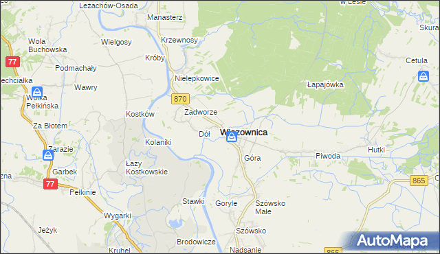 mapa Wiązownica powiat jarosławski, Wiązownica powiat jarosławski na mapie Targeo