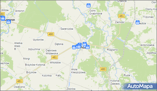 mapa Widawa powiat łaski, Widawa powiat łaski na mapie Targeo