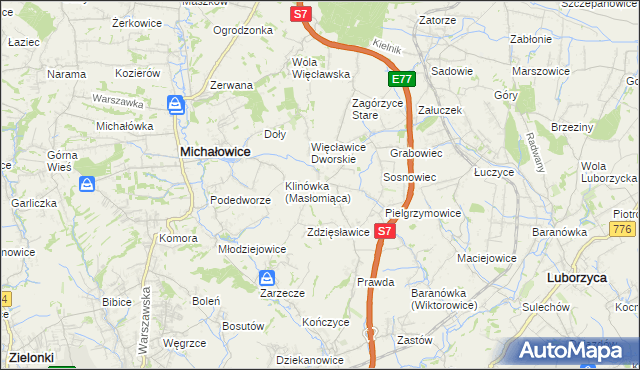 mapa Więcławice Stare, Więcławice Stare na mapie Targeo