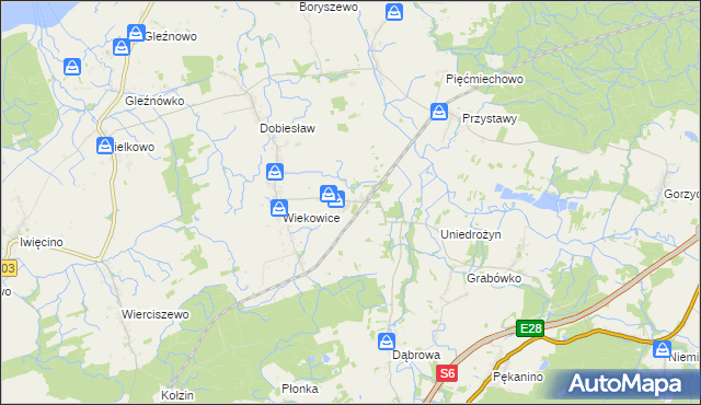 mapa Wiekowo gmina Darłowo, Wiekowo gmina Darłowo na mapie Targeo
