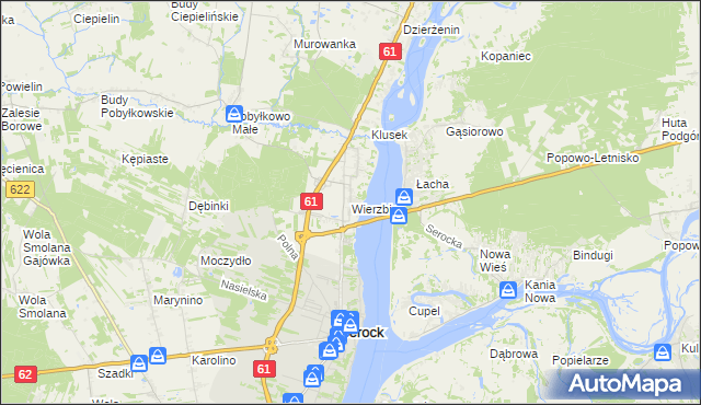 mapa Wierzbica gmina Serock, Wierzbica gmina Serock na mapie Targeo