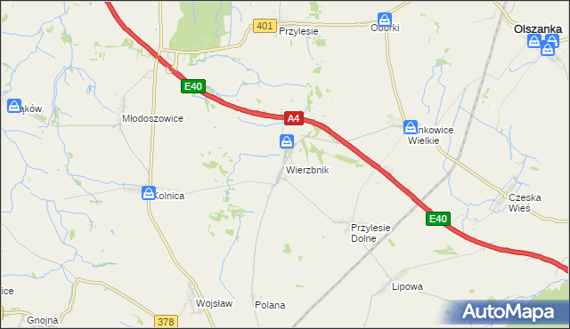 mapa Wierzbnik gmina Grodków, Wierzbnik gmina Grodków na mapie Targeo