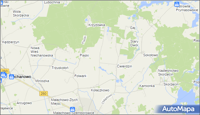 mapa Wierzchowiska gmina Witkowo, Wierzchowiska gmina Witkowo na mapie Targeo