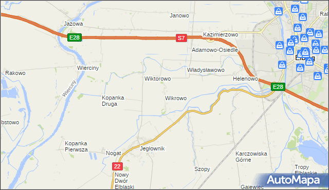 mapa Wikrowo gmina Gronowo Elbląskie, Wikrowo gmina Gronowo Elbląskie na mapie Targeo