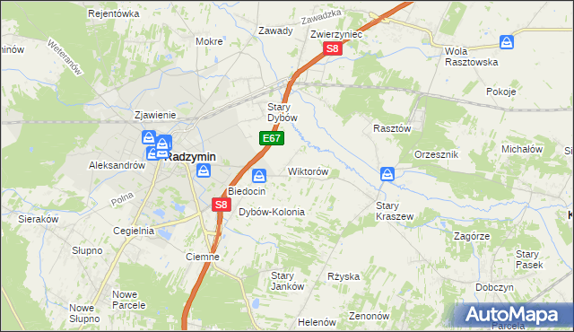 mapa Wiktorów gmina Radzymin, Wiktorów gmina Radzymin na mapie Targeo