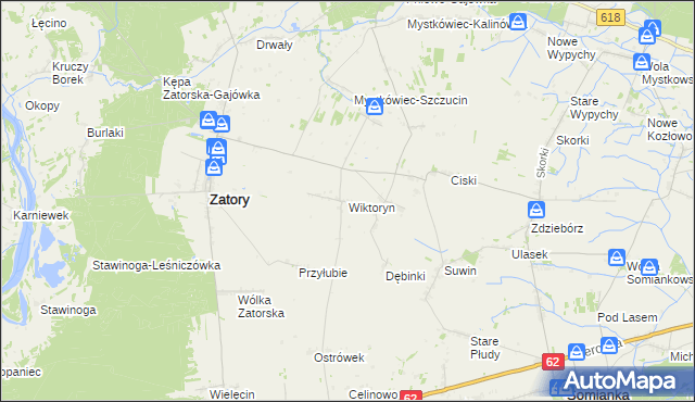 mapa Wiktoryn gmina Zatory, Wiktoryn gmina Zatory na mapie Targeo