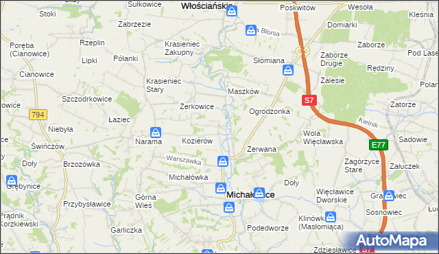 mapa Wilczkowice gmina Michałowice, Wilczkowice gmina Michałowice na mapie Targeo
