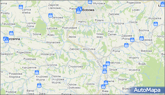 mapa Wilczyska gmina Bobowa, Wilczyska gmina Bobowa na mapie Targeo