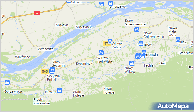 mapa Wilków nad Wisłą, Wilków nad Wisłą na mapie Targeo