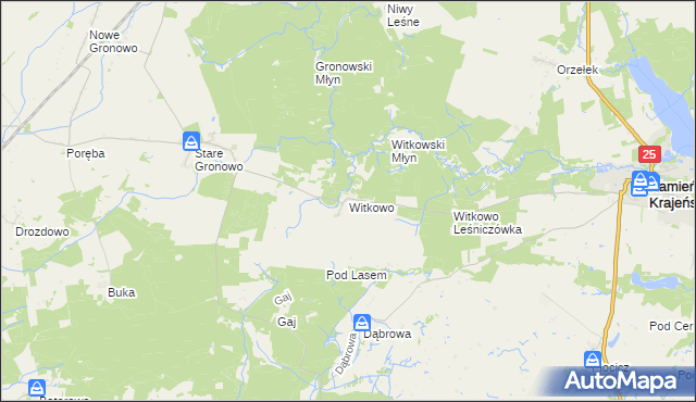 mapa Witkowo gmina Kamień Krajeński, Witkowo gmina Kamień Krajeński na mapie Targeo