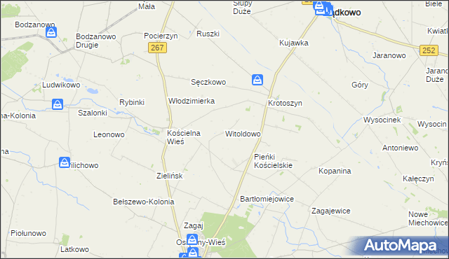 mapa Witoldowo gmina Osięciny, Witoldowo gmina Osięciny na mapie Targeo