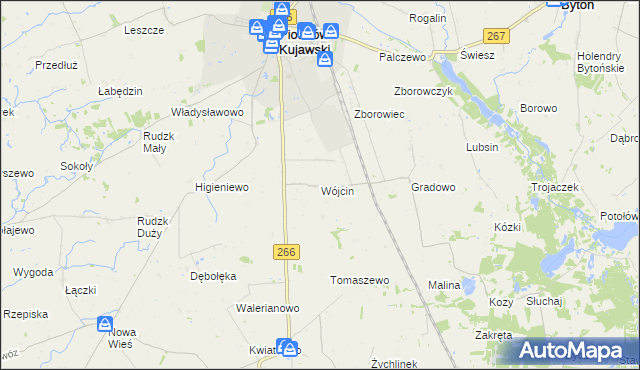 mapa Wójcin gmina Piotrków Kujawski, Wójcin gmina Piotrków Kujawski na mapie Targeo