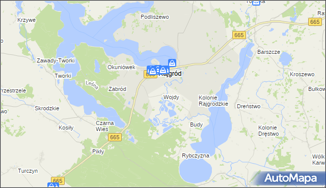 mapa Wojdy, Wojdy na mapie Targeo