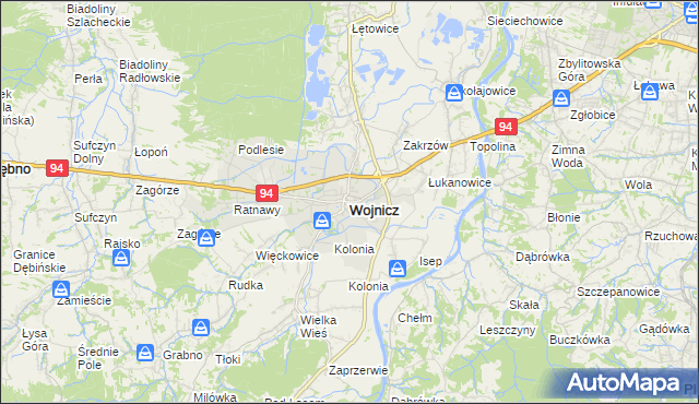 mapa Wojnicz, Wojnicz na mapie Targeo