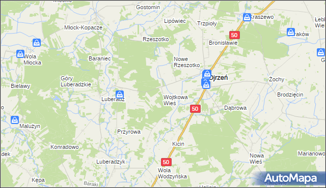 mapa Wojtkowa Wieś, Wojtkowa Wieś na mapie Targeo