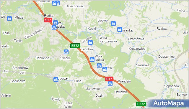 mapa Wola Ducka, Wola Ducka na mapie Targeo