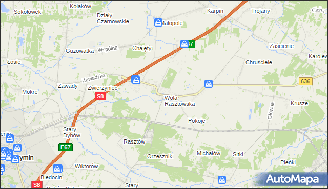 mapa Wola Rasztowska, Wola Rasztowska na mapie Targeo