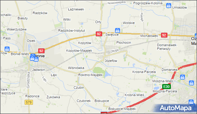 mapa Wolica gmina Ożarów Mazowiecki, Wolica gmina Ożarów Mazowiecki na mapie Targeo