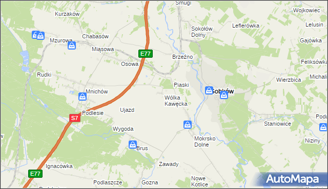 mapa Wólka Kawęcka, Wólka Kawęcka na mapie Targeo