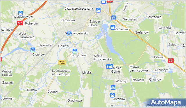 mapa Wólka Kozodawska, Wólka Kozodawska na mapie Targeo