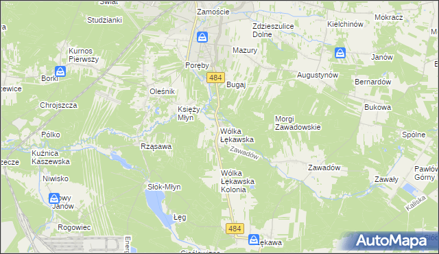 mapa Wólka Łękawska, Wólka Łękawska na mapie Targeo