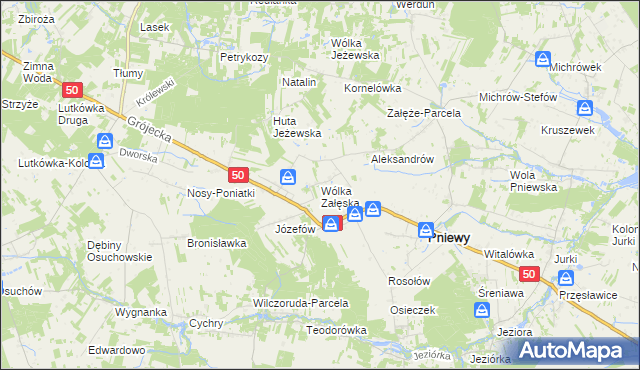 mapa Wólka Załęska gmina Pniewy, Wólka Załęska gmina Pniewy na mapie Targeo