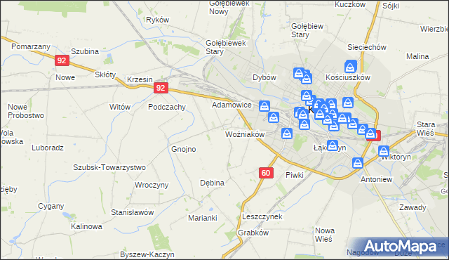 mapa Woźniaków, Woźniaków na mapie Targeo