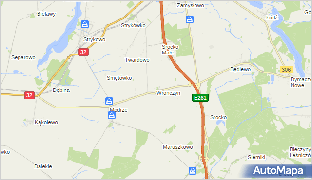 mapa Wronczyn gmina Stęszew, Wronczyn gmina Stęszew na mapie Targeo