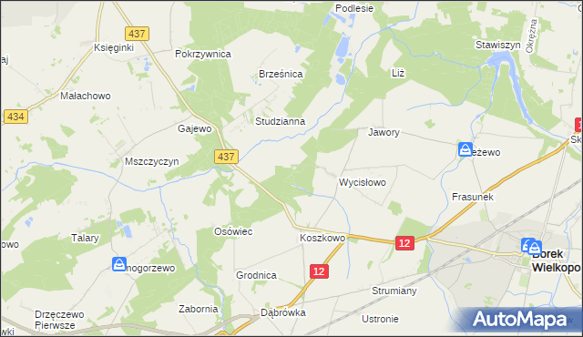 mapa Wroniny, Wroniny na mapie Targeo