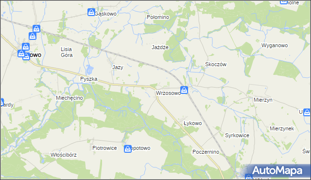 mapa Wrzosowo gmina Dygowo, Wrzosowo gmina Dygowo na mapie Targeo