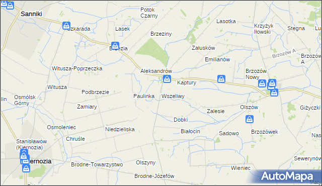 mapa Wszeliwy, Wszeliwy na mapie Targeo