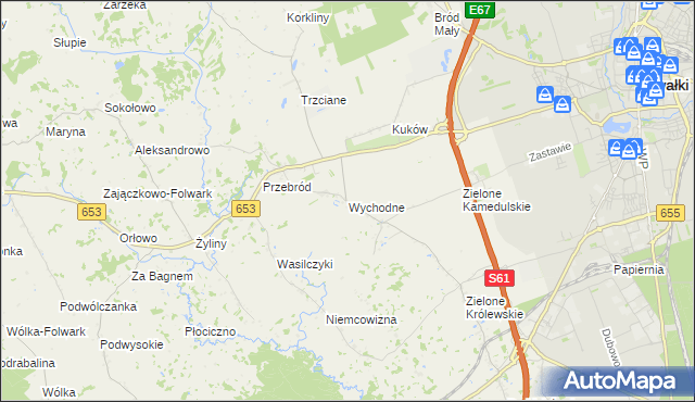 mapa Wychodne, Wychodne na mapie Targeo