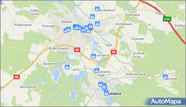 mapa Wydrowice gmina Niemodlin, Wydrowice gmina Niemodlin na mapie Targeo