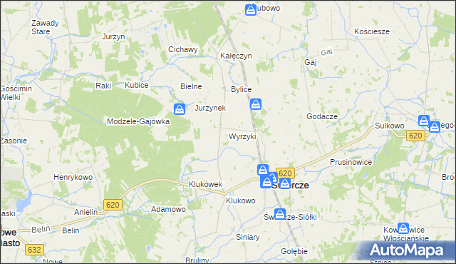mapa Wyrzyki gmina Świercze, Wyrzyki gmina Świercze na mapie Targeo