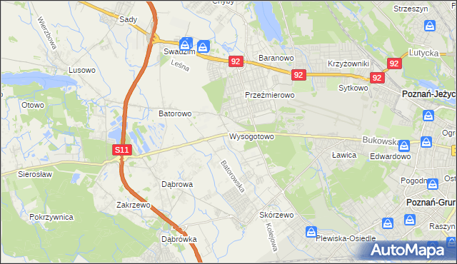 mapa Wysogotowo, Wysogotowo na mapie Targeo