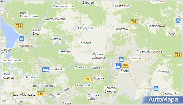 mapa Wysoka Lelowska, Wysoka Lelowska na mapie Targeo