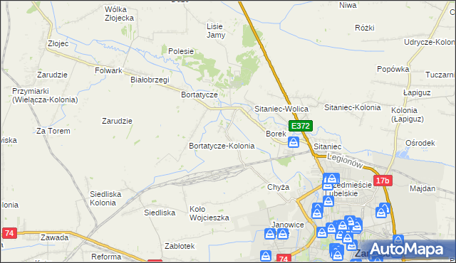mapa Wysokie gmina Zamość, Wysokie gmina Zamość na mapie Targeo