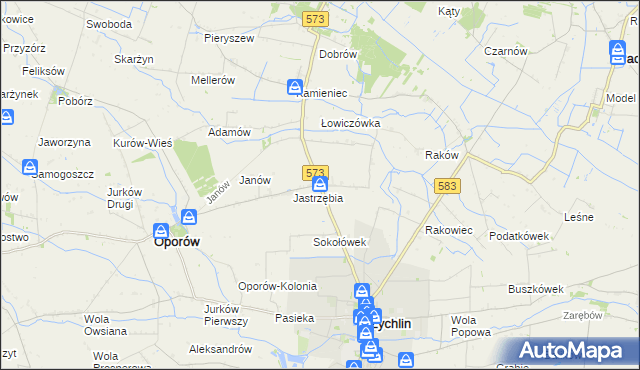 mapa Żabików gmina Żychlin, Żabików gmina Żychlin na mapie Targeo