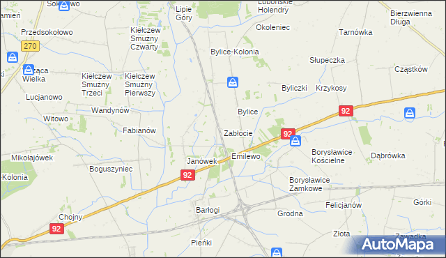 mapa Zabłocie gmina Grzegorzew, Zabłocie gmina Grzegorzew na mapie Targeo