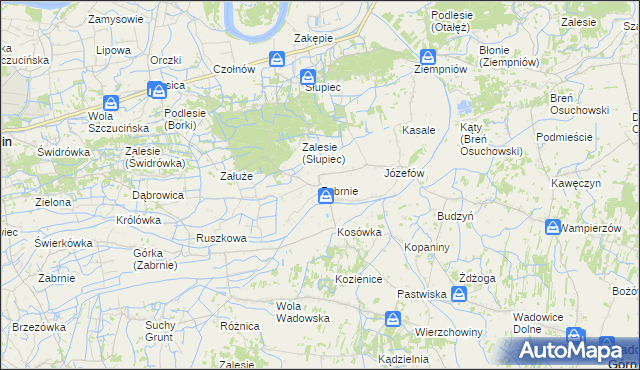 mapa Zabrnie gmina Wadowice Górne, Zabrnie gmina Wadowice Górne na mapie Targeo