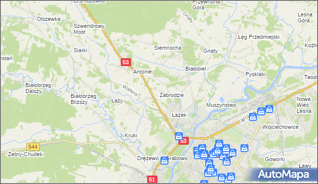 mapa Zabrodzie gmina Olszewo-Borki, Zabrodzie gmina Olszewo-Borki na mapie Targeo