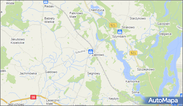 mapa Ząbrowo gmina Iława, Ząbrowo gmina Iława na mapie Targeo