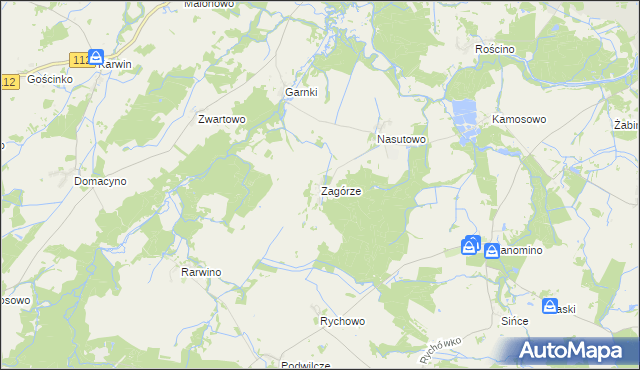 mapa Zagórze gmina Białogard, Zagórze gmina Białogard na mapie Targeo