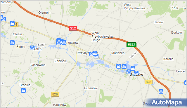 mapa Zagrody gmina Garbów, Zagrody gmina Garbów na mapie Targeo